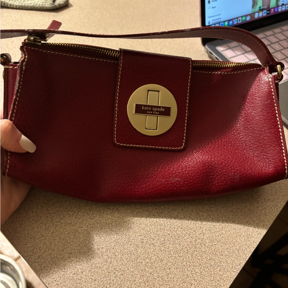 Kate Spade New York Red Leather Turn Lock Shoulder Bag - Picture 2 of 10